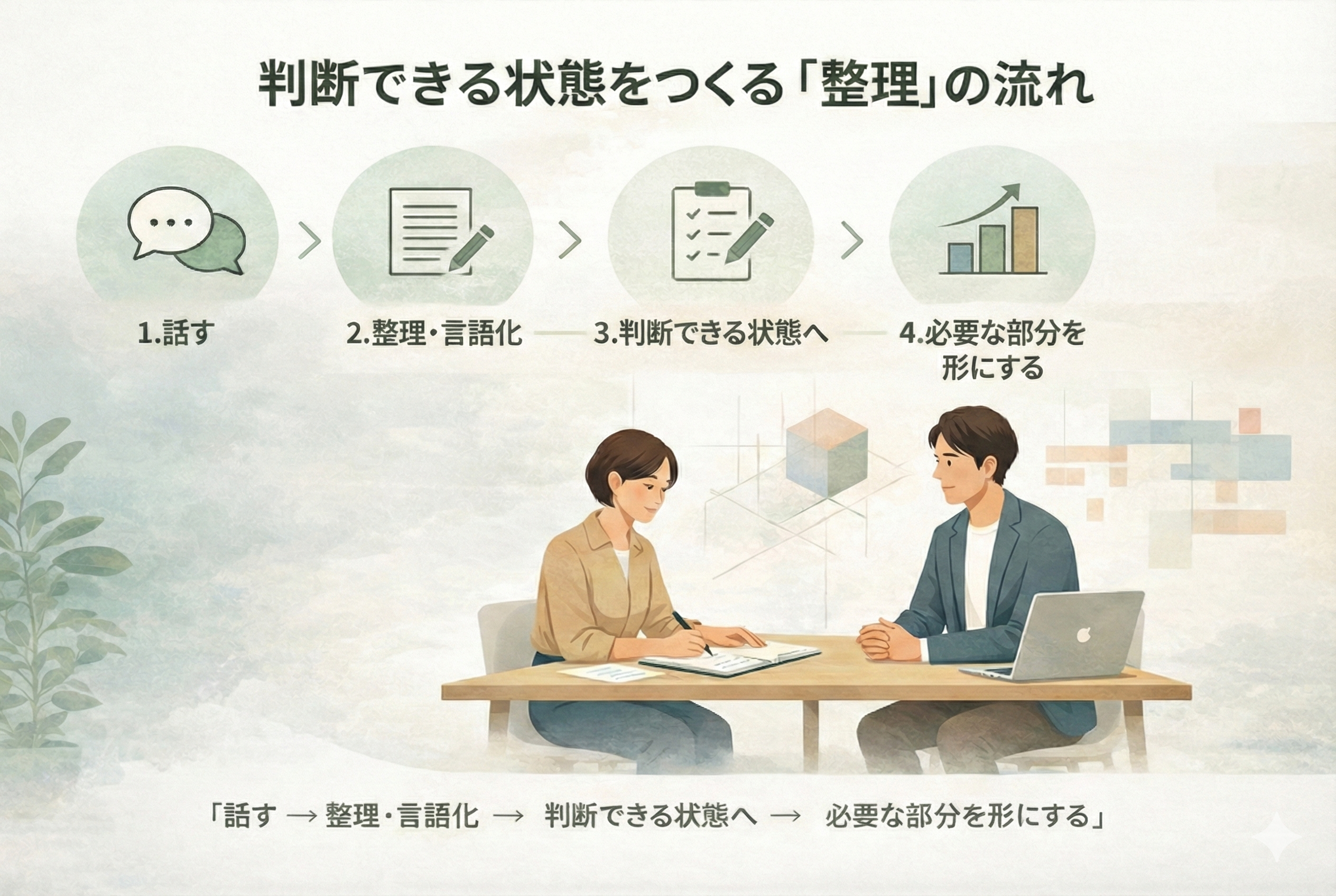 モヤモヤから次の決断へ。判断できる状態をつくる整理の流れ